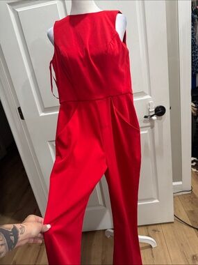 Red Sleeveless Jumpsuit